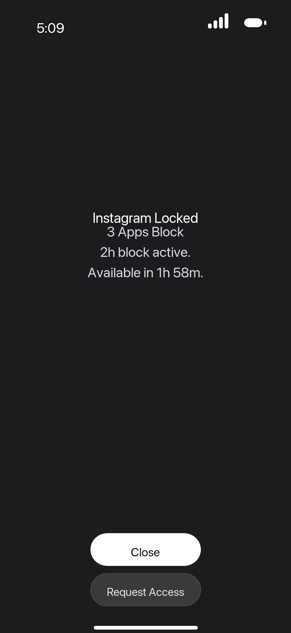 Blocked app shield screen