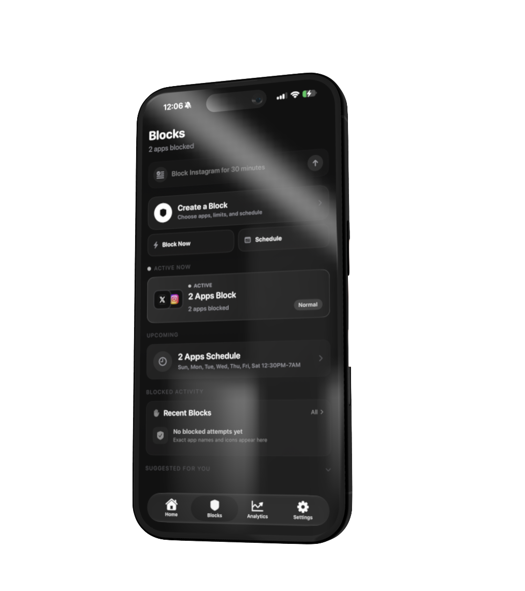 Blocks setup screen